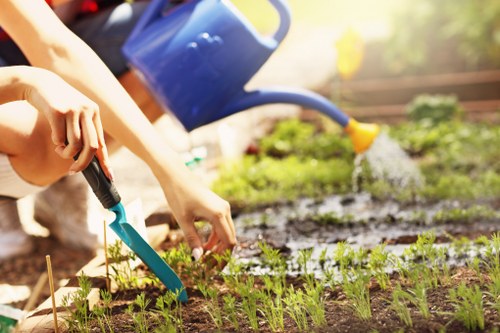 Landscapers Parsonsgreen team shaping a garden design